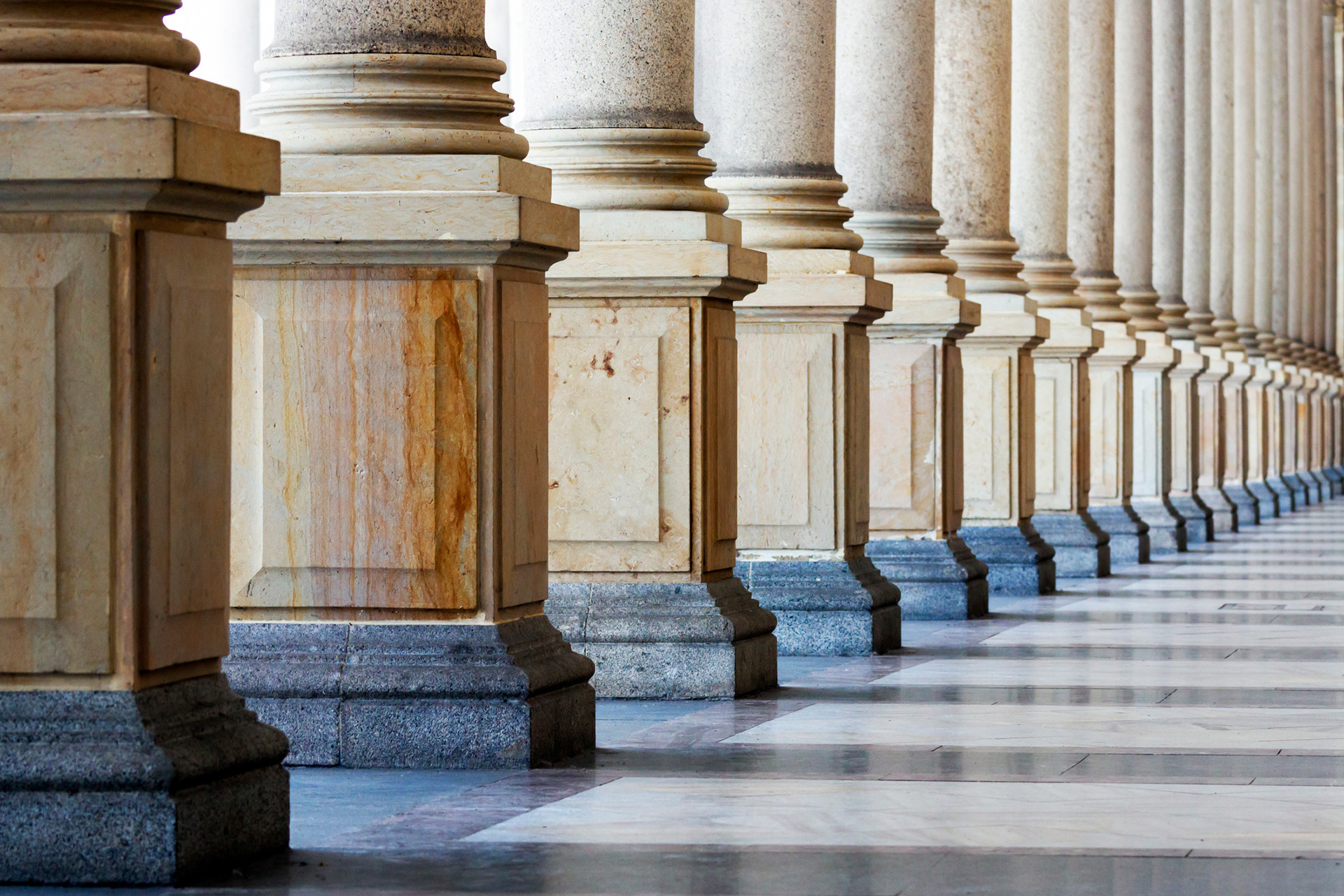 pillars of a bank building