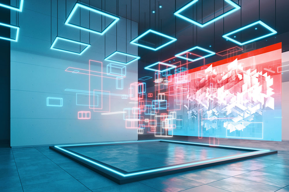 exhibition of a structure rendered digitally