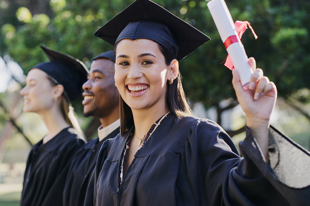 happy student graduating from university