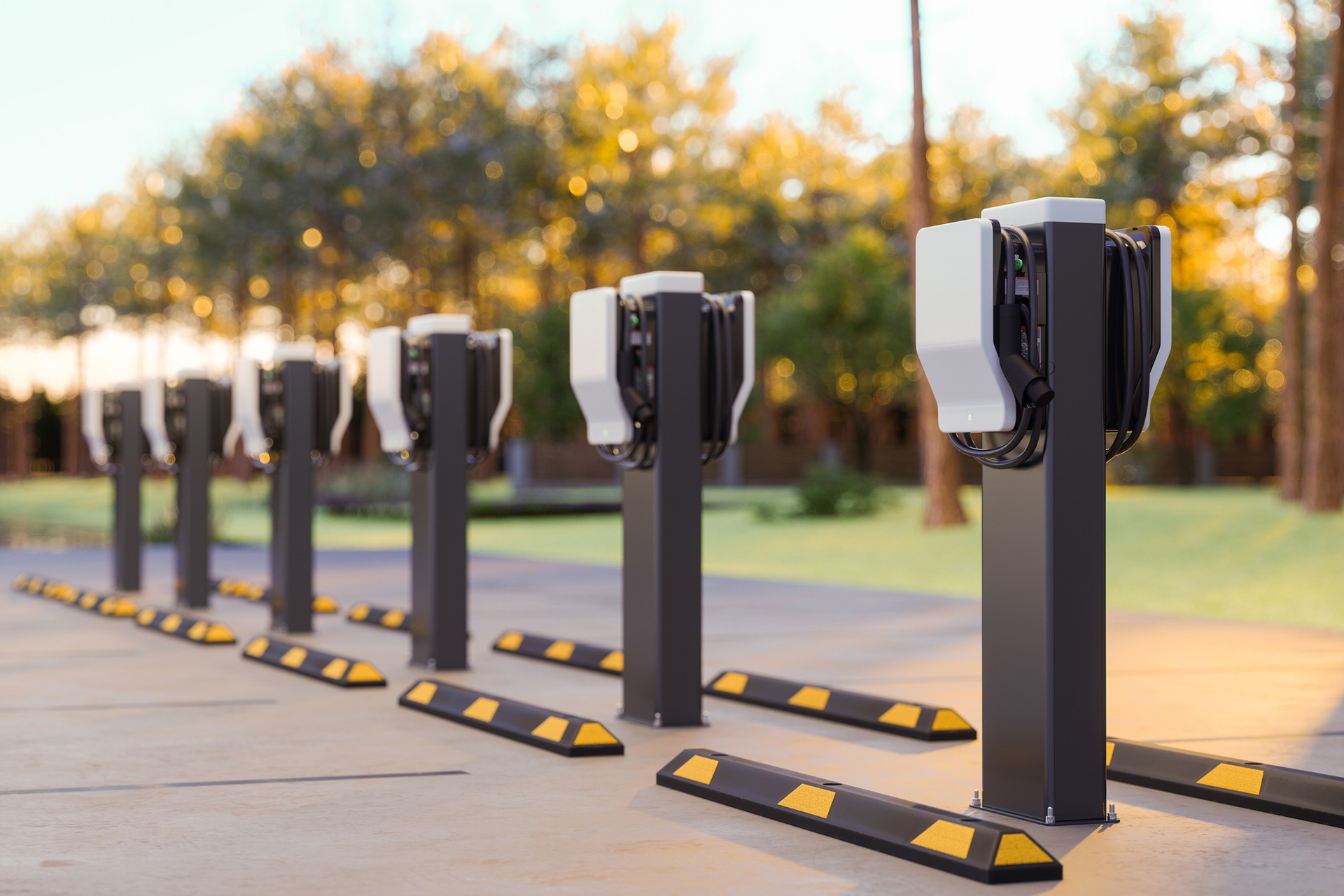 a line of electric chargers for electric cars