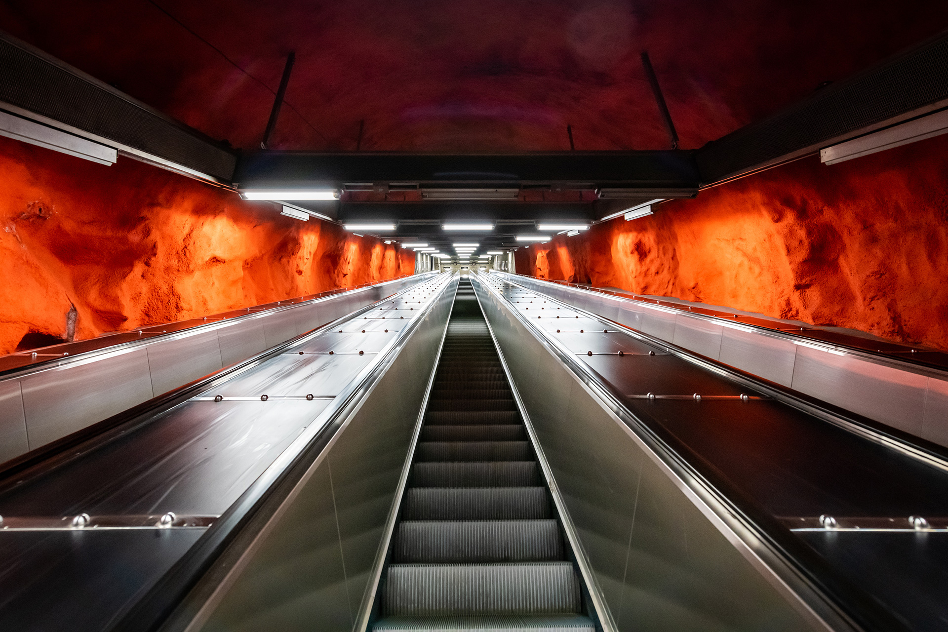 escalators in subway station