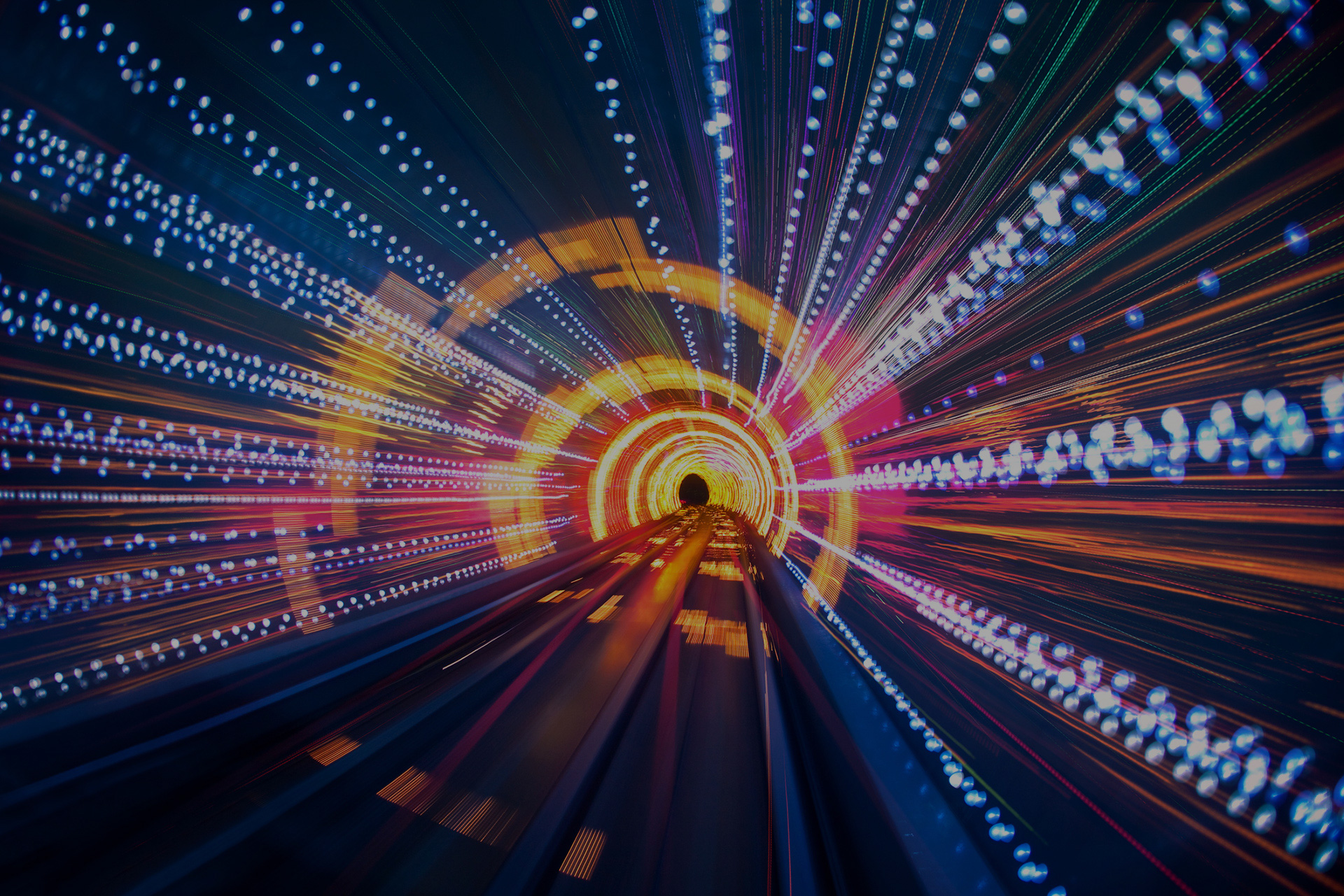 tunnel of brightly lit cables