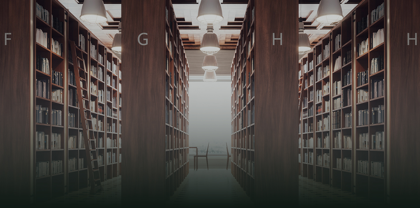 books on shelves in library
